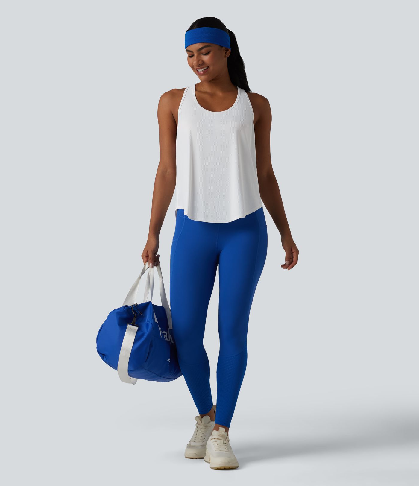 Racerback Crossover High-Low Curved Hem Yoga Tank Top