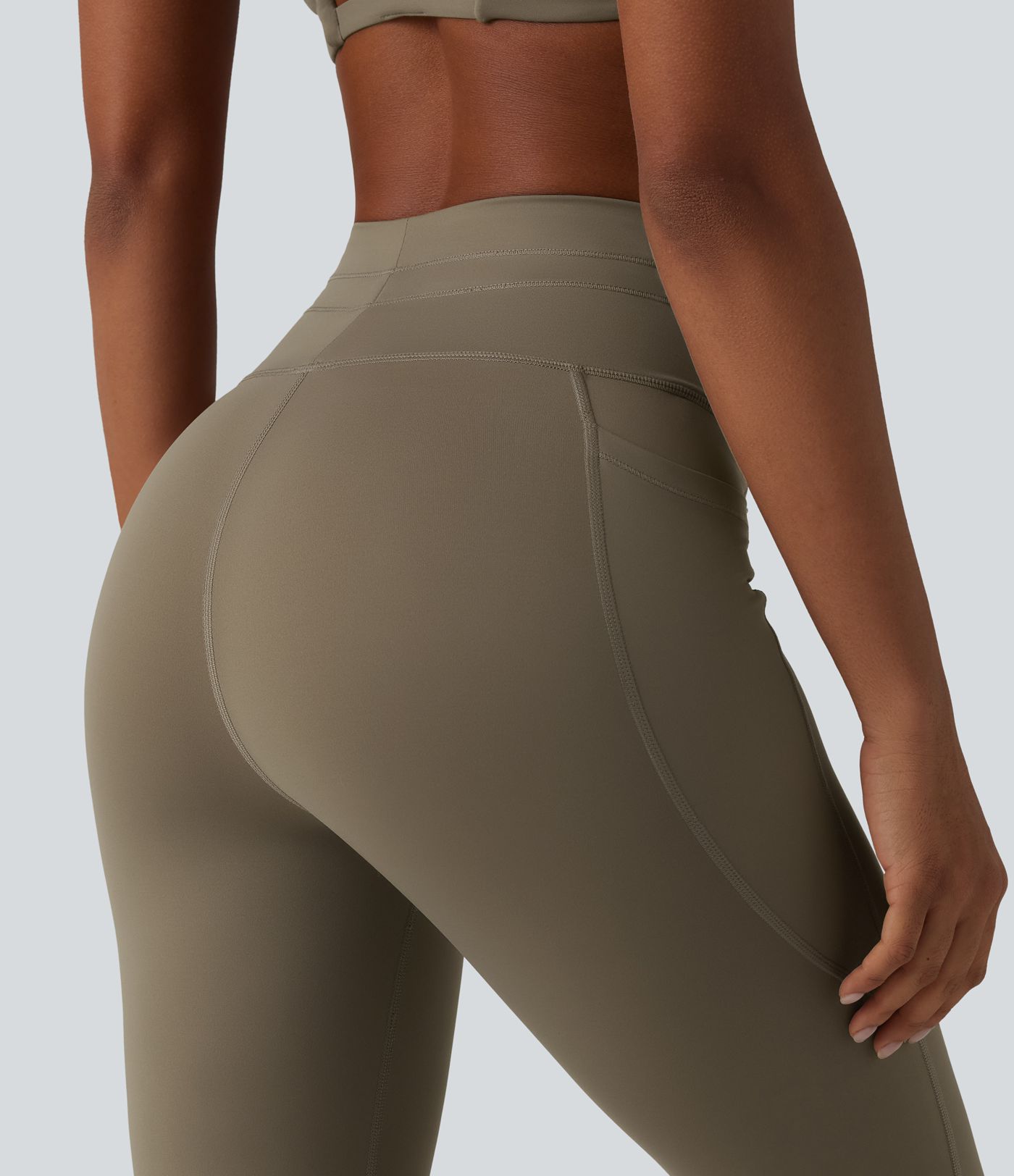 High Waisted Drawstring Plain Yoga Pedal Pushers Leggings with Pockets