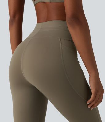 High Waisted Drawstring Plain Yoga Pedal Pushers Leggings with Pockets