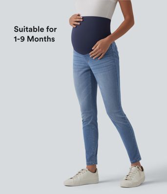 Halara Flex™ Super High Waisted Skinny 7/8 Casual Maternity Jeans with Pockets