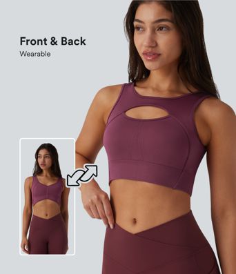 OneForm Seamless Flow Low Support Cut-out Built-in Bra Yoga Sports Bra-Front and Back Wearable
