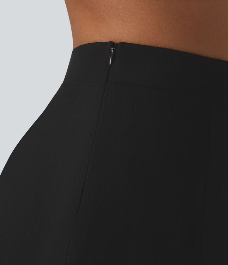 High Waisted Invisible Zipper Midi Contrast Lace Chiffon Party Flowy Skirt High Waisted Invisible Zipper Midi Contrast Lace Chiffon Party Flowy Skirt