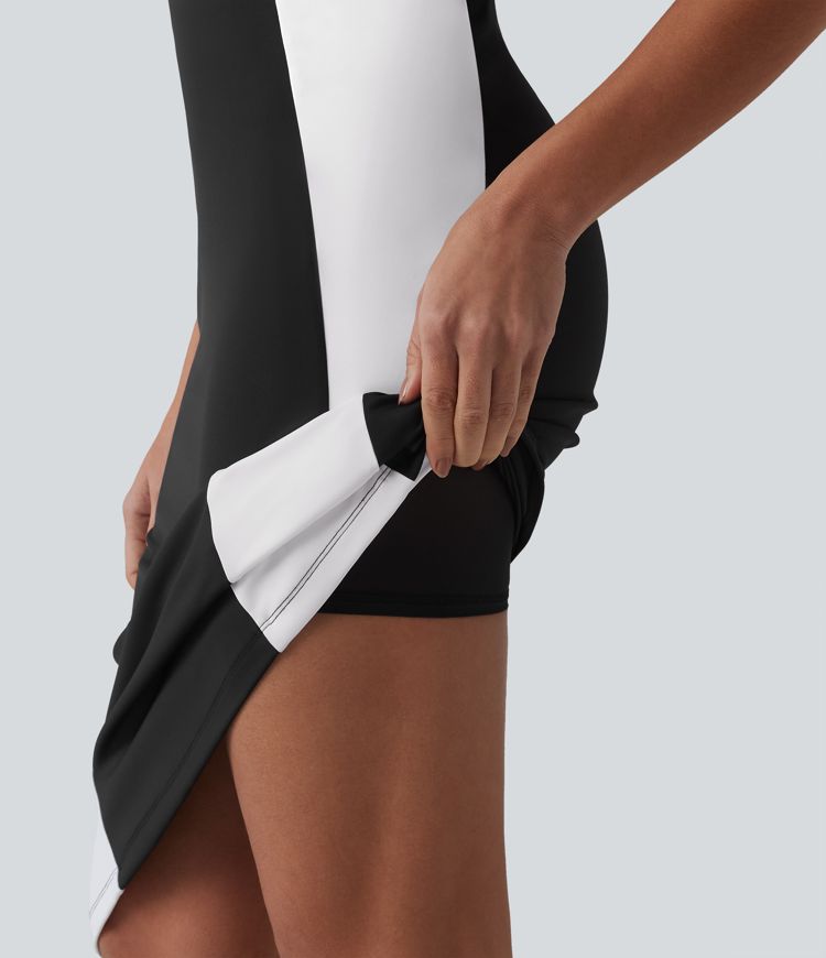 SoftlyZero™ Airy Built-in Bra Tummy Control Built-in Shapewear Bodycon Color Block Cool Touch Midi Dress-Easy Peezy Edition-UPF50+