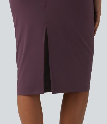 Boat Neck Sleeveless Pencil Midi Work Dress