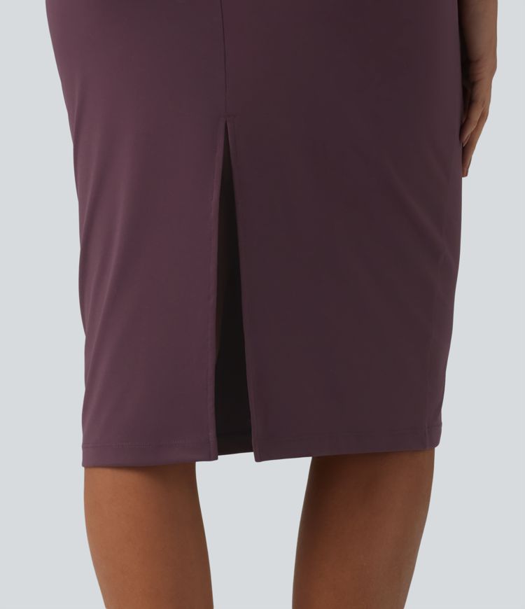 Boat Neck Sleeveless Pencil Midi Work Dress