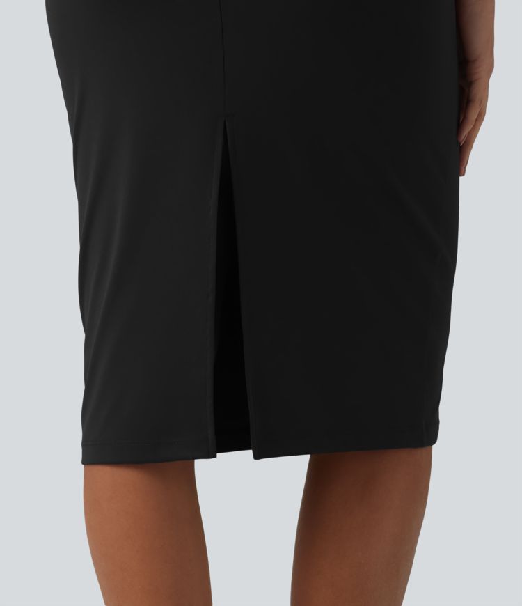 Boat Neck Sleeveless Pencil Midi Work Dress
