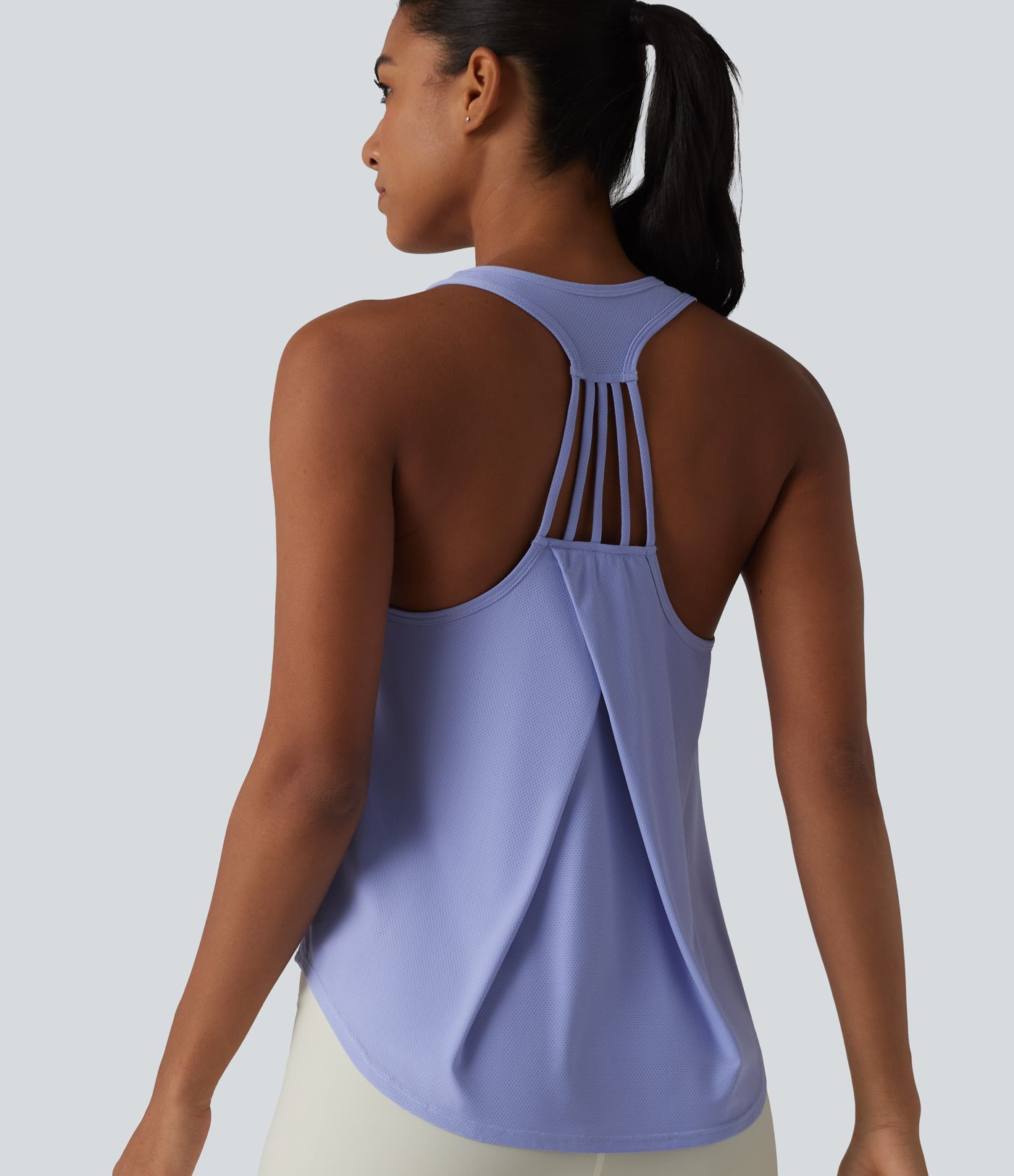 Racerback Crossover High-Low Curved Hem Yoga Tank Top