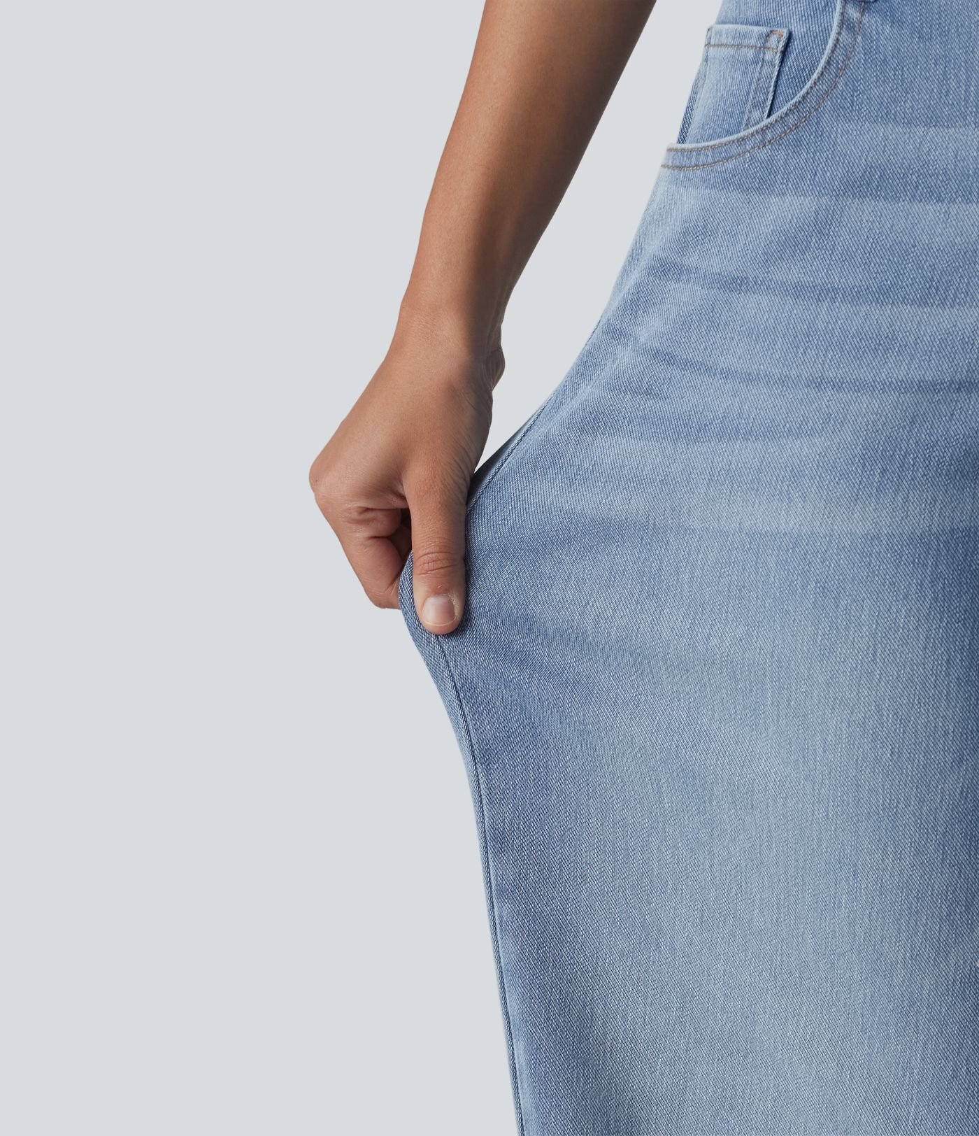 Halara Flex™ Low Rise Zipper Pockets Washed Baggy Wide Leg Casual Jeans