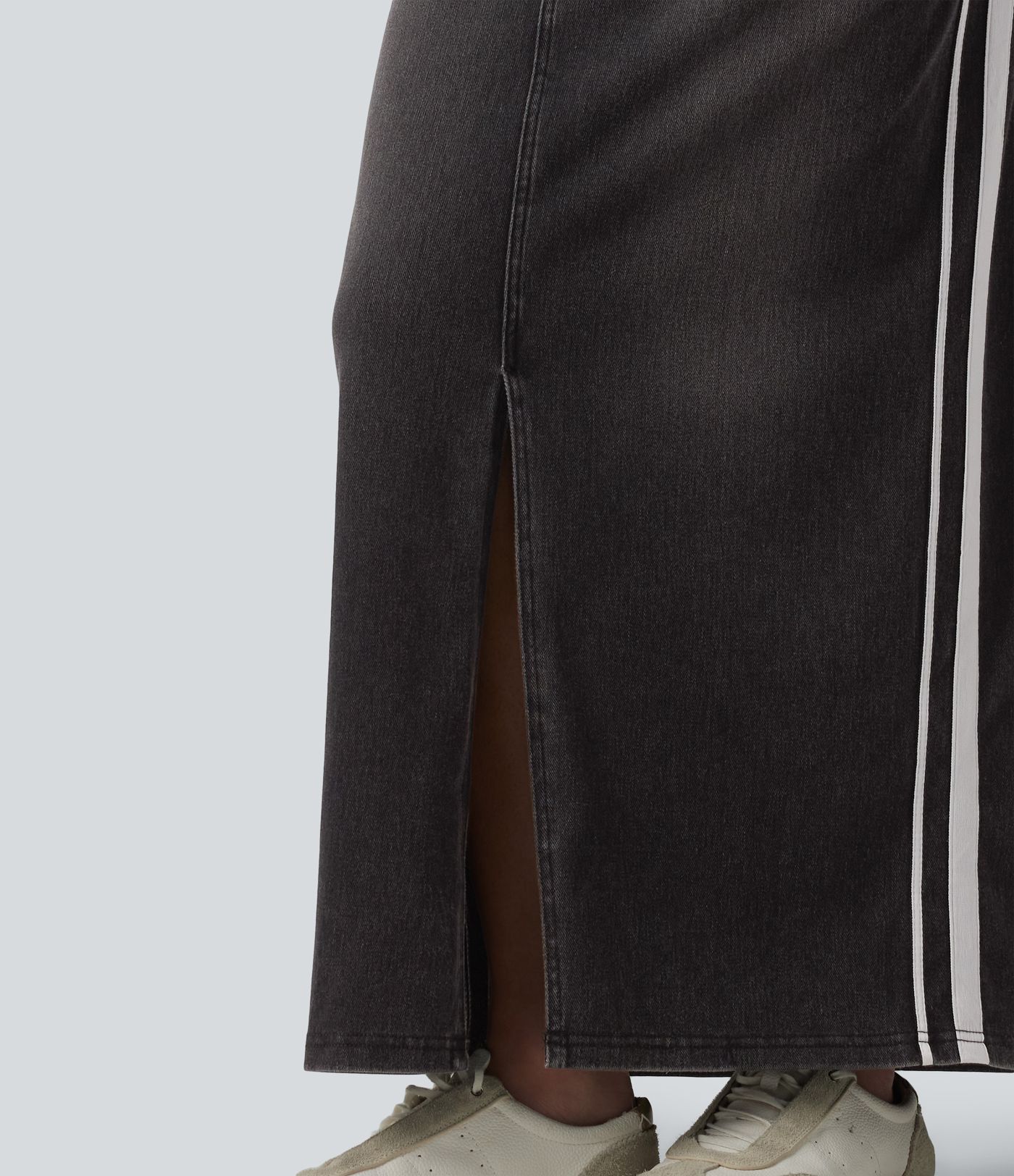 Halara Flex™ High Waisted Stripe Washed Denim Maxi Casual Skirt with Pockets Halara Flex™ High Waisted Stripe Washed Denim Maxi Casual Skirt with Pockets