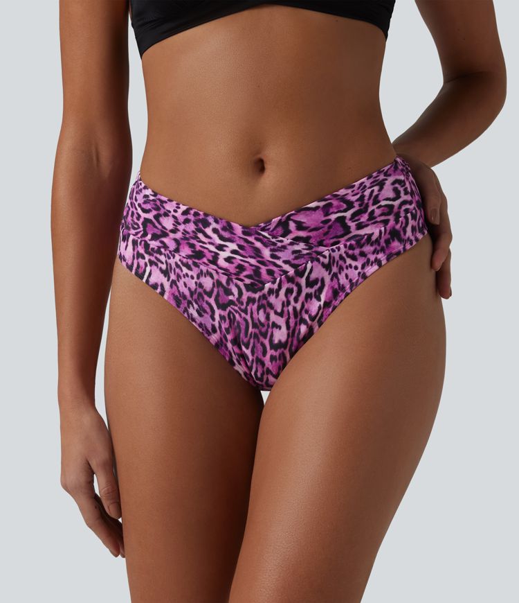 Bikinihose mit hohem Crossover-Bund und Leopardenmuster Bikinihose mit hohem Crossover-Bund und Leopardenmuster
