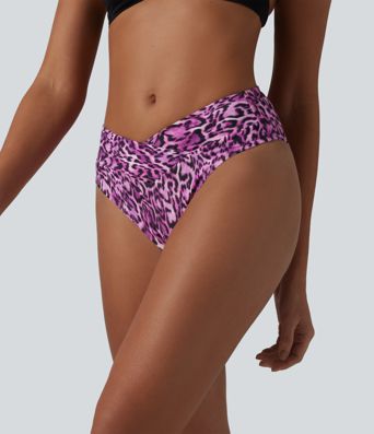 Bikinihose mit hohem Crossover-Bund und Leopardenmuster Bikinihose mit hohem Crossover-Bund und Leopardenmuster