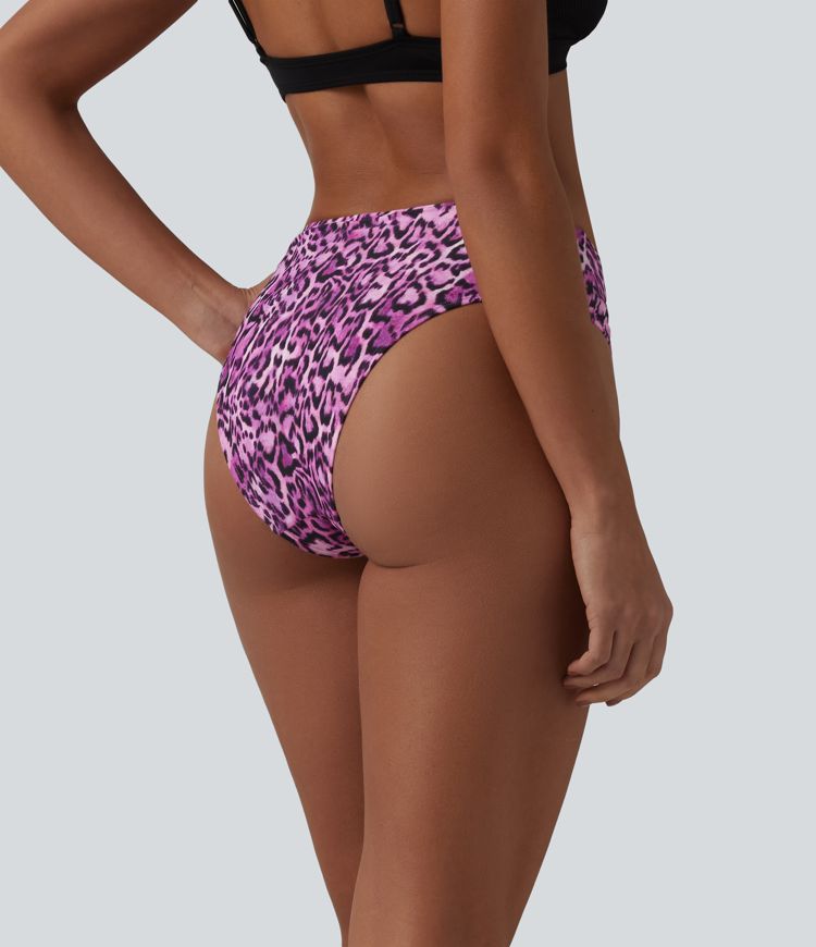 Bikinihose mit hohem Crossover-Bund und Leopardenmuster Bikinihose mit hohem Crossover-Bund und Leopardenmuster