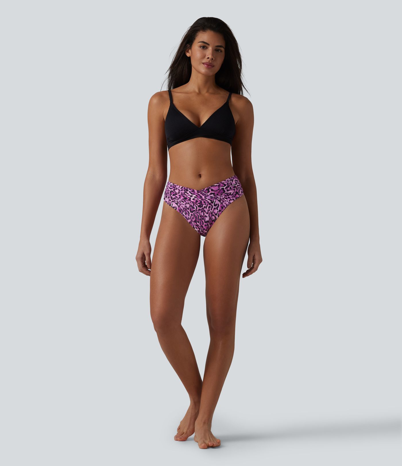 Bikinihose mit hohem Crossover-Bund und Leopardenmuster Bikinihose mit hohem Crossover-Bund und Leopardenmuster