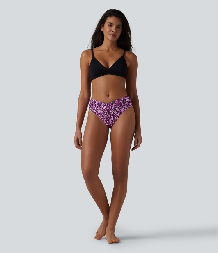 Bikinihose mit hohem Crossover-Bund und Leopardenmuster Bikinihose mit hohem Crossover-Bund und Leopardenmuster