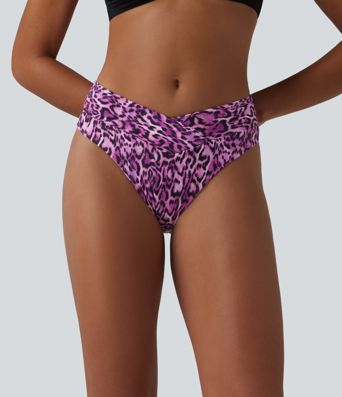 Bikinihose mit hohem Crossover-Bund und Leopardenmuster Bikinihose mit hohem Crossover-Bund und Leopardenmuster
