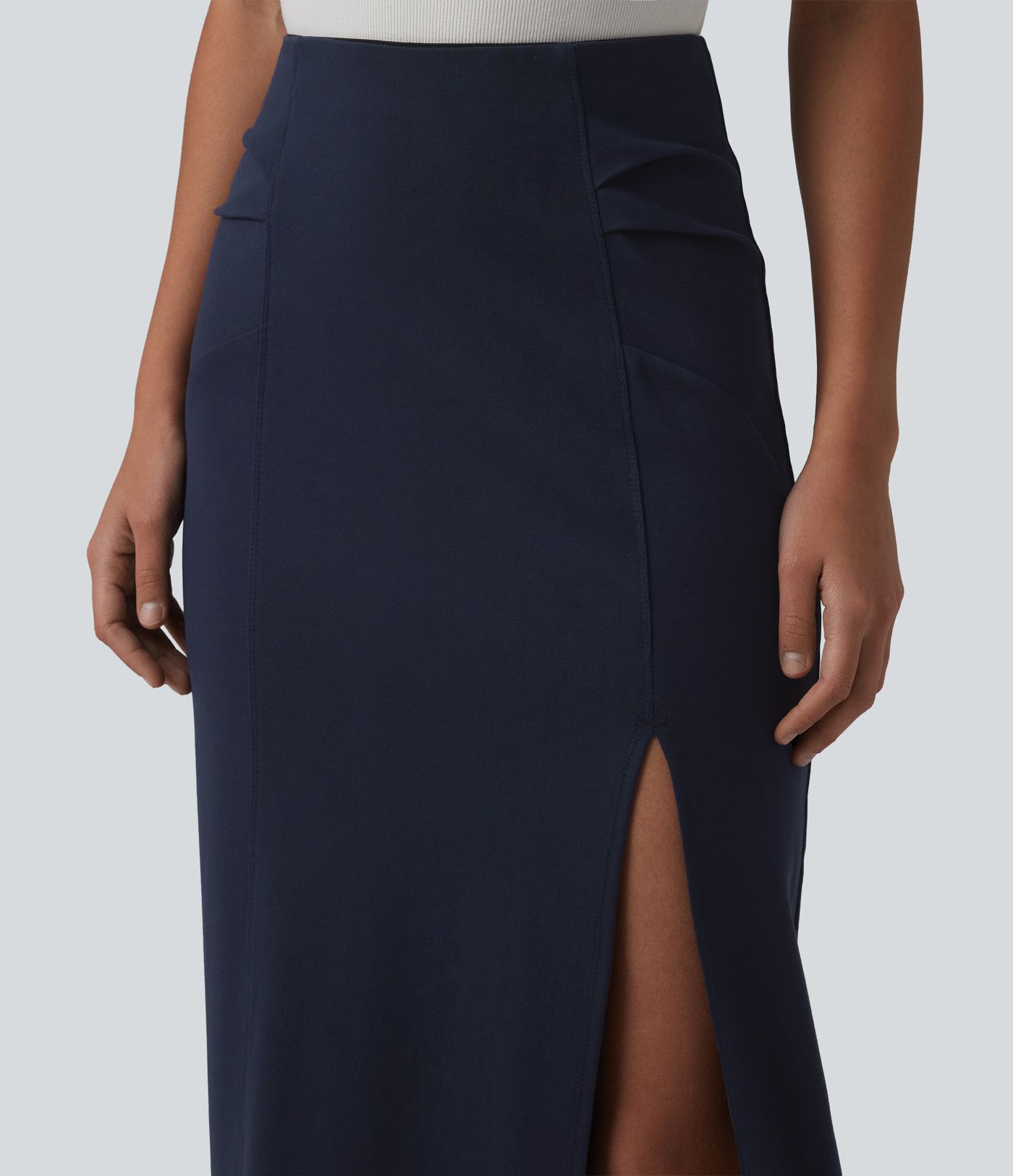 High Waisted Split Bodycon Midi Work Skirt