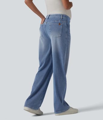 Halara Flex™ Mid Rise Straight Leg Maternity Casual Jeans with Pockets