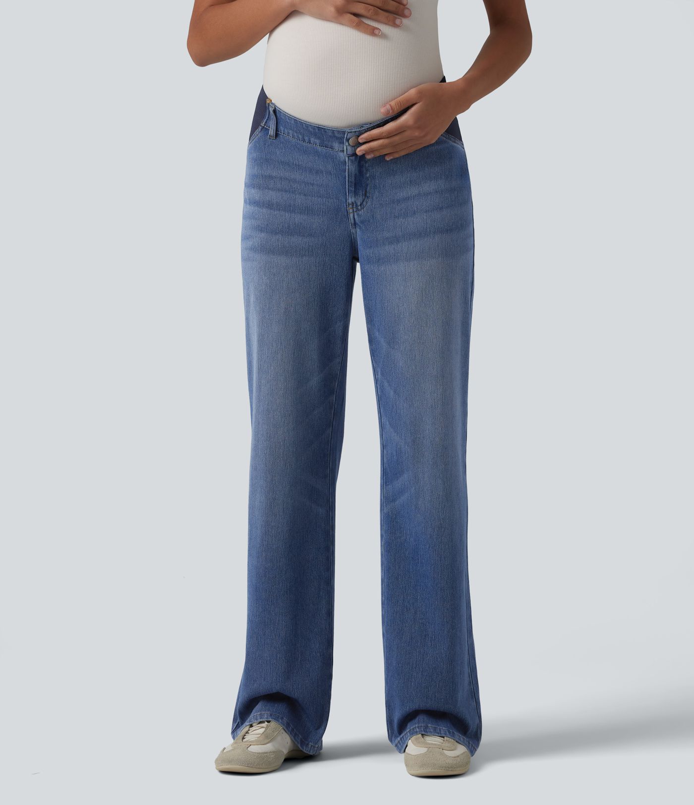 Halara Flex™ Mid Rise Straight Leg Maternity Casual Jeans with Pockets