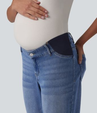 Halara Flex™ Mid Rise Straight Leg Maternity Casual Jeans with Pockets