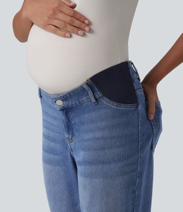 Halara Flex™ Mid Rise Straight Leg Maternity Casual Jeans with Pockets