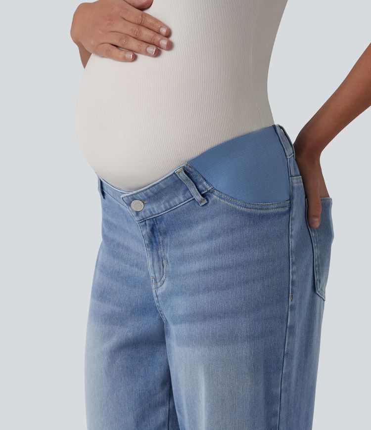 Halara Flex™ Mid Rise Straight Leg Maternity Casual Jeans with Pockets