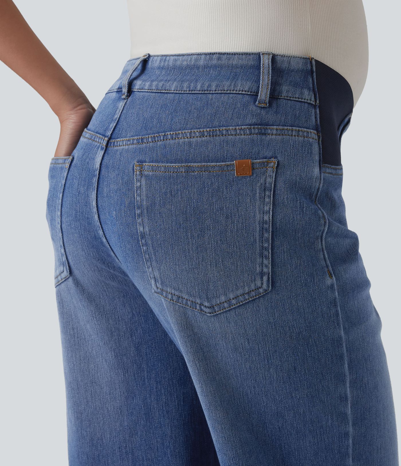 Halara Flex™ Mid Rise Straight Leg Maternity Casual Jeans with Pockets