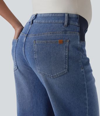 Halara Flex™ Mid Rise Straight Leg Maternity Casual Jeans with Pockets