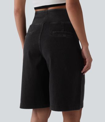 Halara Flex™ High Waisted Denim Casual Baggy Shorts 10'' with Pockets