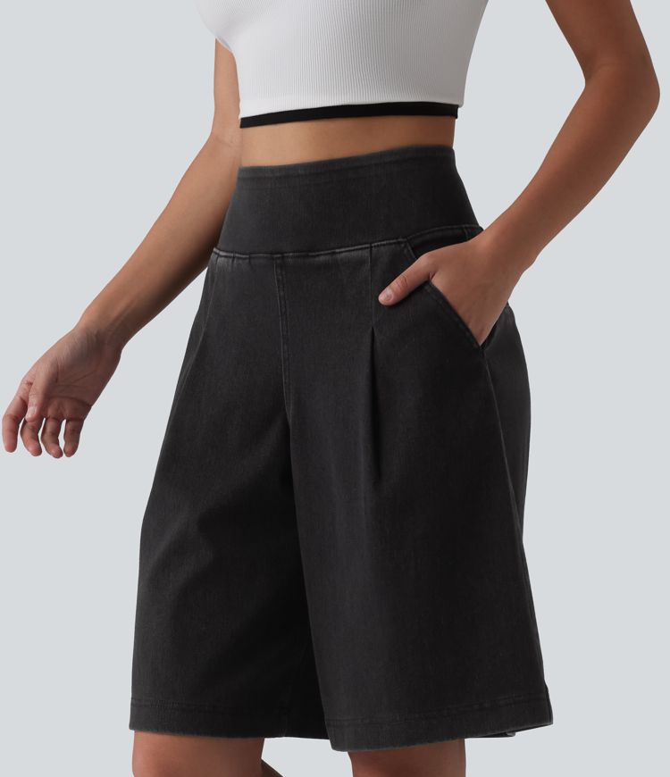 Halara Flex™ High Waisted Denim Casual Baggy Shorts 10'' with Pockets
