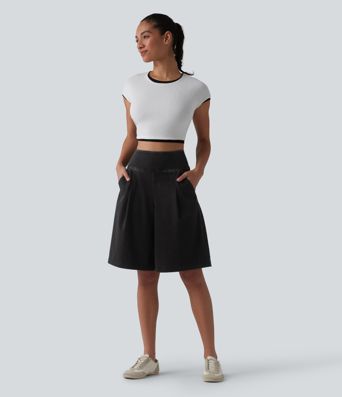 Halara Flex™ High Waisted Denim Casual Baggy Shorts 10'' with Pockets