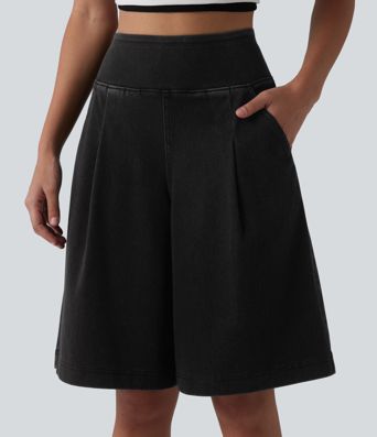 Halara Flex™ High Waisted Denim Casual Baggy Shorts 10'' with Pockets