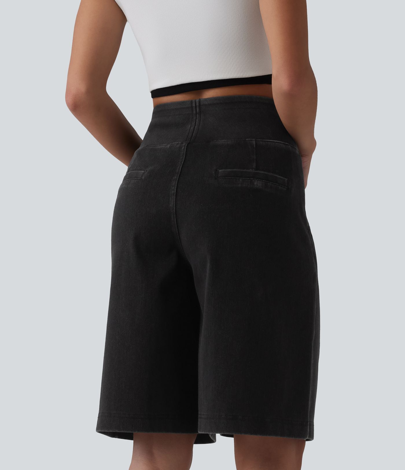 Halara Flex™ High Waisted Denim Casual Baggy Shorts 10'' with Pockets