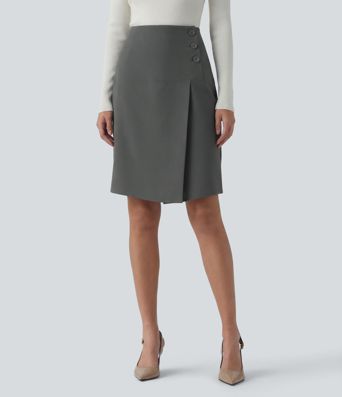 High Waisted Mini Work Column Skirt