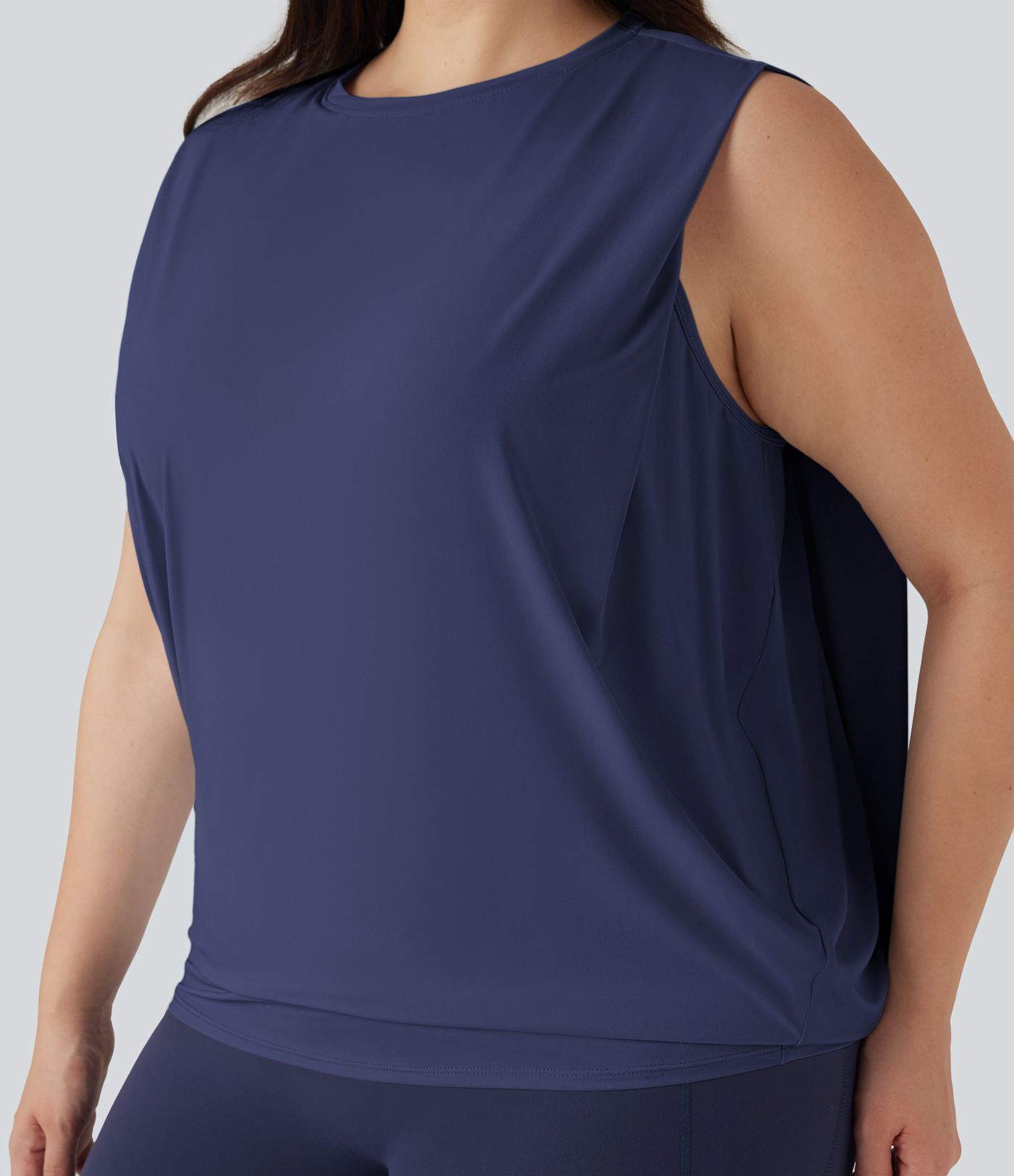 Plus Size Rundhals Cool Touch Yoga Tank Top-UPF50+