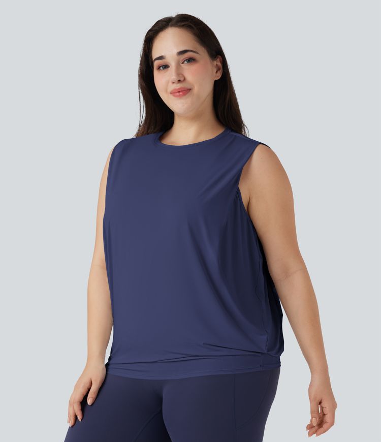 Plus Size Rundhals Cool Touch Yoga Tank Top-UPF50+