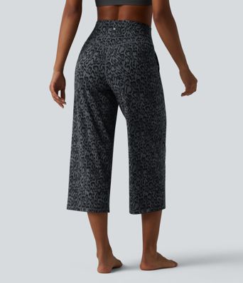 Halara UltraSculpt™ Leopard Print High Waisted Tummy Control Straight Leg Cropped Yoga Pants with Pockets