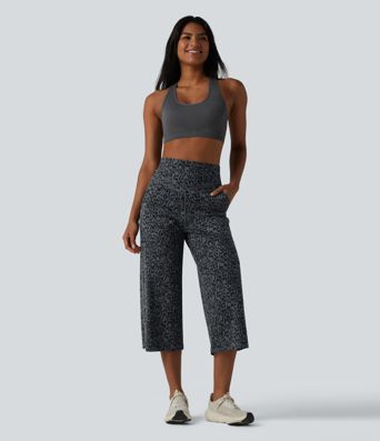 Halara UltraSculpt™ Leopard Print High Waisted Tummy Control Straight Leg Cropped Yoga Pants with Pockets