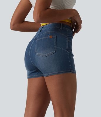 Halara Flex™ High Waisted Bodycon Micro Mini Denim Casual Skort with Pockets
