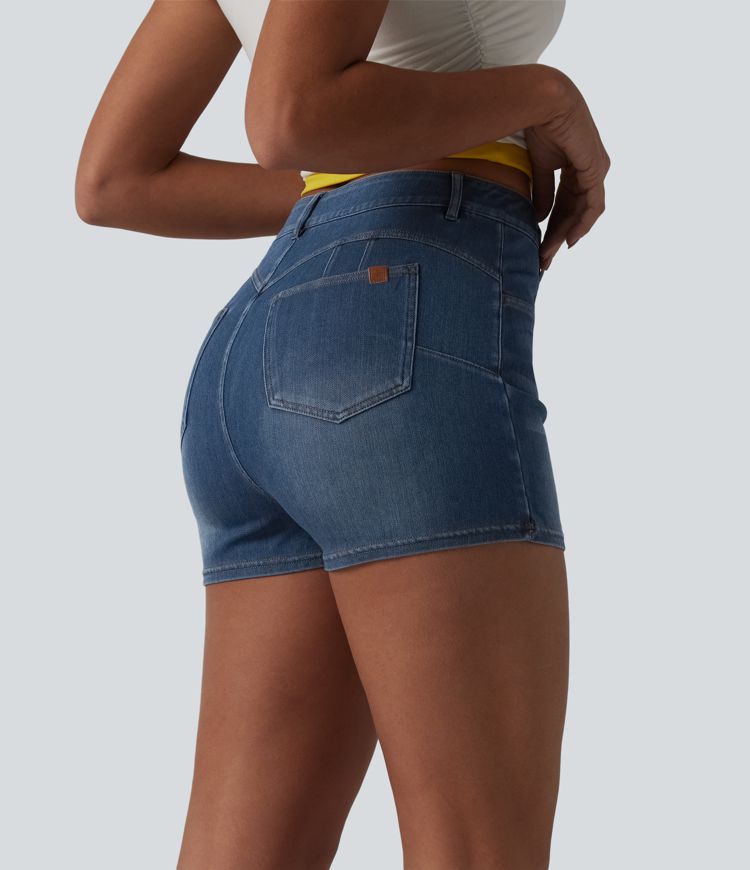 Halara Flex™ High Waisted Bodycon Micro Mini Denim Casual Skort with Pockets