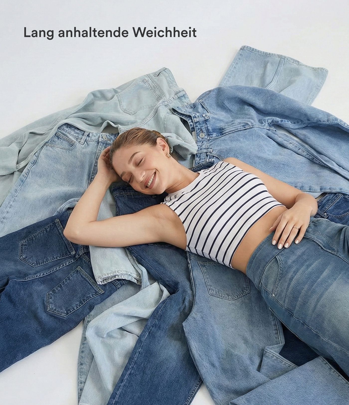 Halara Flex™ Jeans mit hoher Taille, mehreren Taschen, gerades Bein, gewaschener, dehnbarer Strick, lässig