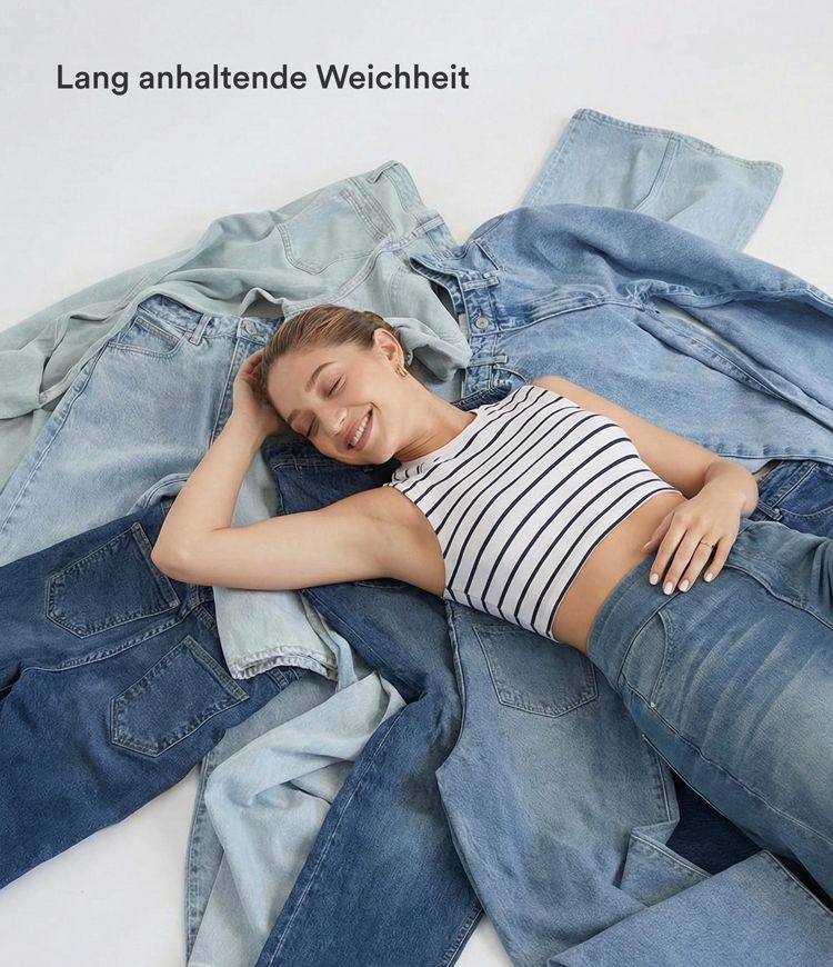 Halara Flex™ Jeans mit hoher Taille, mehreren Taschen, gerades Bein, gewaschener, dehnbarer Strick, lässig
