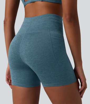 Halara UltraSculpt™ Heathered High Waisted Drawstring Quick Dry Yoga Biker Shorts 5'' with Pockets