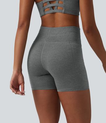 Halara UltraSculpt™ Heathered High Waisted Drawstring Quick Dry Yoga Biker Shorts 5'' with Pockets