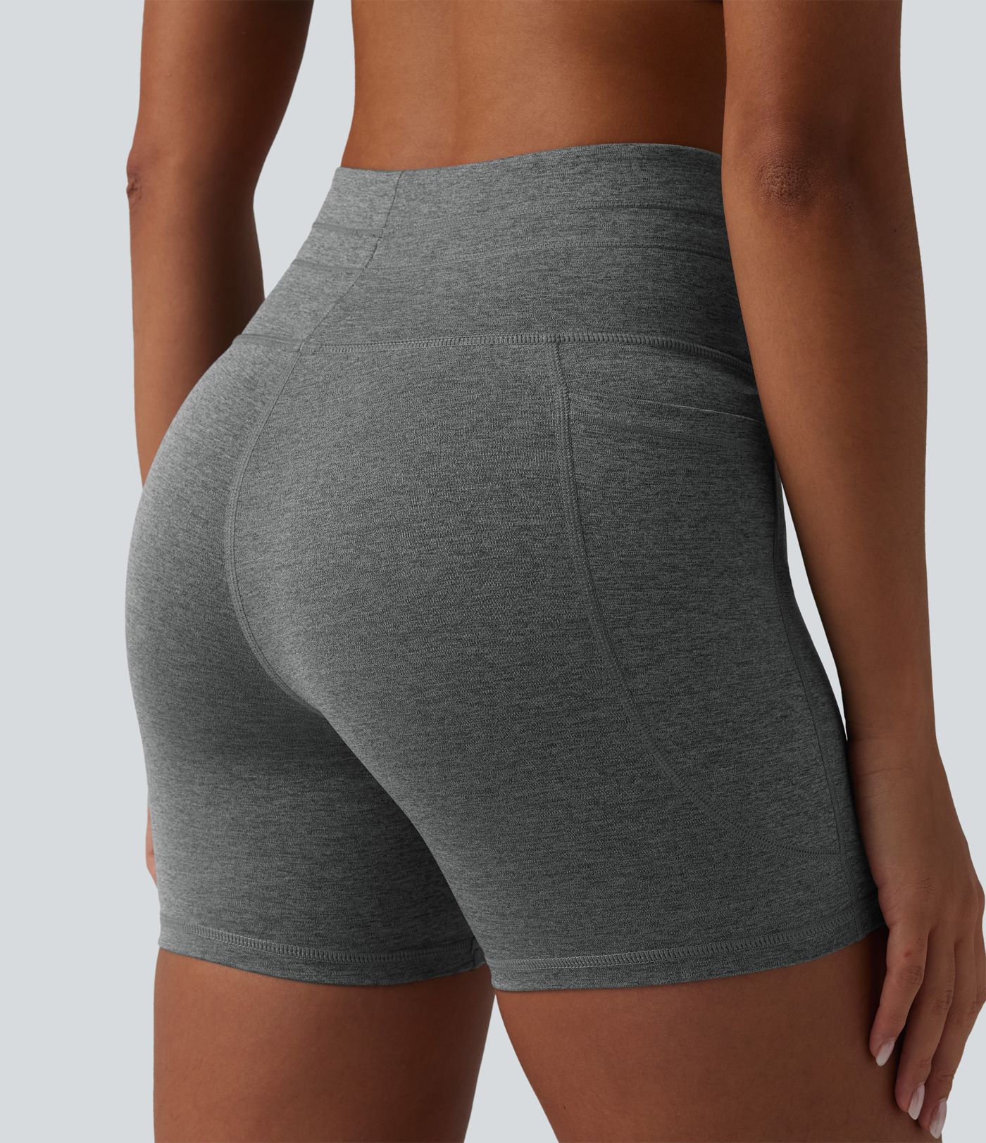 Halara UltraSculpt™ Heathered High Waisted Drawstring Quick Dry Yoga Biker Shorts 5'' with Pockets