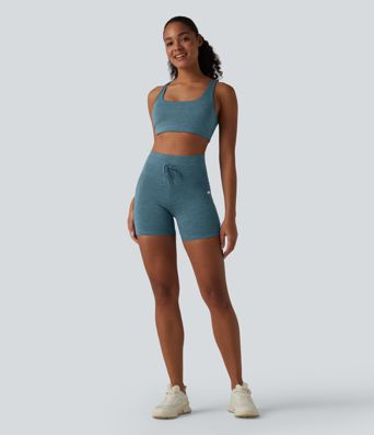 Halara UltraSculpt™ Heathered High Waisted Drawstring Quick Dry Yoga Biker Shorts 5'' with Pockets