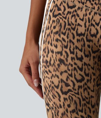 Halara UltraSculpt™ Leopard Print High Waisted Tummy Control Color Block Stripe Pedal Pusher Training Leggings with Pockets