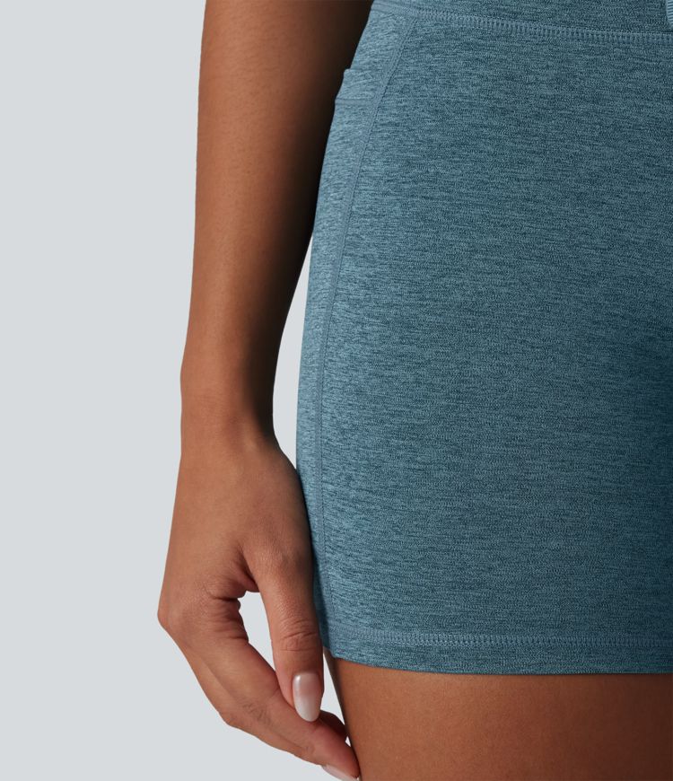 Halara UltraSculpt™ Heathered High Waisted Drawstring Quick Dry Yoga Biker Shorts 5'' with Pockets
