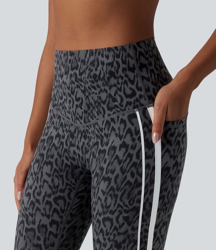 Halara UltraSculpt™ Leopard Print High Waisted Tummy Control Color Block Stripe Pedal Pusher Training Leggings with Pockets Halara UltraSculpt™ Leopard Print High Waisted Tummy Control Color Block Stripe Pedal Pusher Training Leggings with Pockets