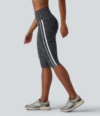 Halara UltraSculpt™ Leopard Print High Waisted Tummy Control Color Block Stripe Pedal Pusher Training Leggings with Pockets