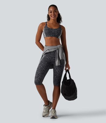 Halara UltraSculpt™ Leopard Print High Waisted Tummy Control Color Block Stripe Pedal Pusher Training Leggings with Pockets Halara UltraSculpt™ Leopard Print High Waisted Tummy Control Color Block Stripe Pedal Pusher Training Leggings with Pockets